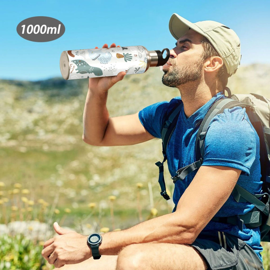Green Stainless Steel Insulated Water Bottle with Straw Lid Q6827