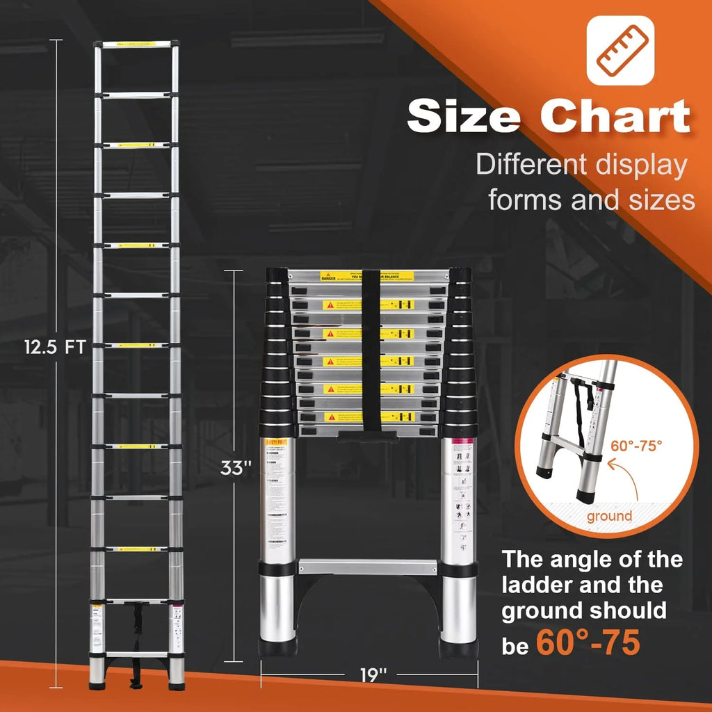 12.5 FT Aluminum Telescoping Ladder Y41339