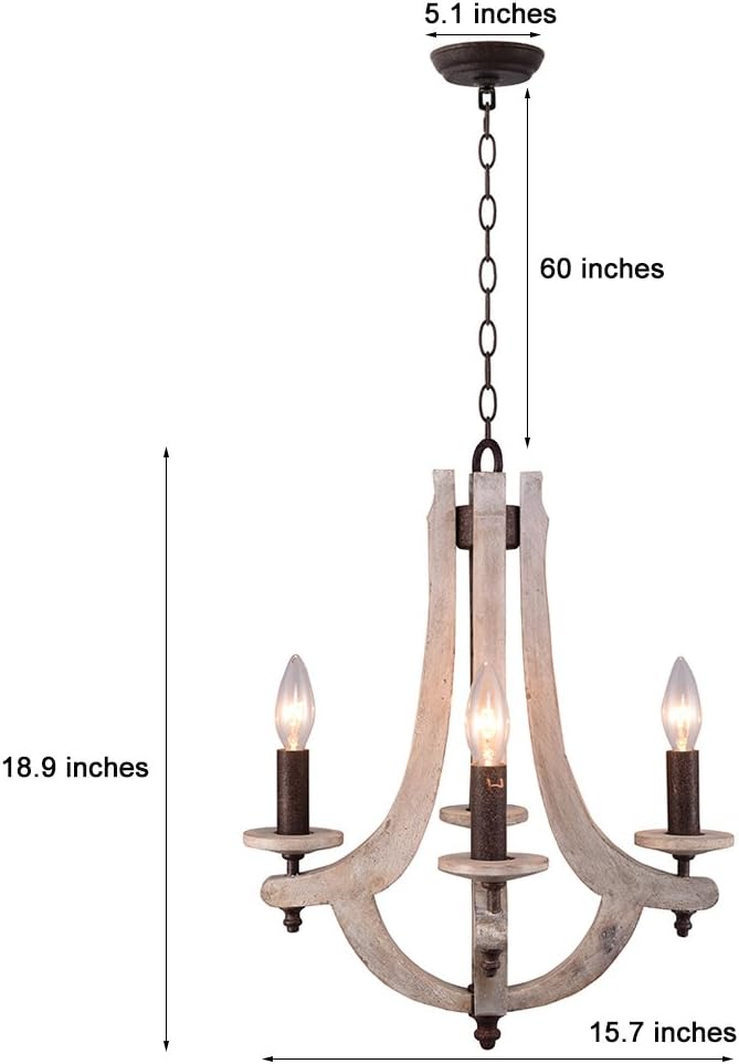 Wooden Iron Chandelier 4 Candle Holder G231074