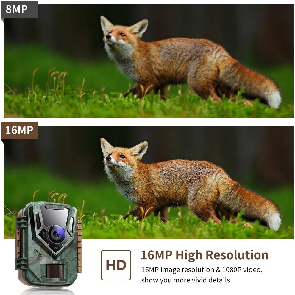 16MP 1080P Trail Camera with 120° No Glow IR Night Vision U824