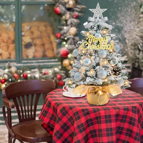 White 22 Inch Mini Artificial Christmas Tree with Lights I979886