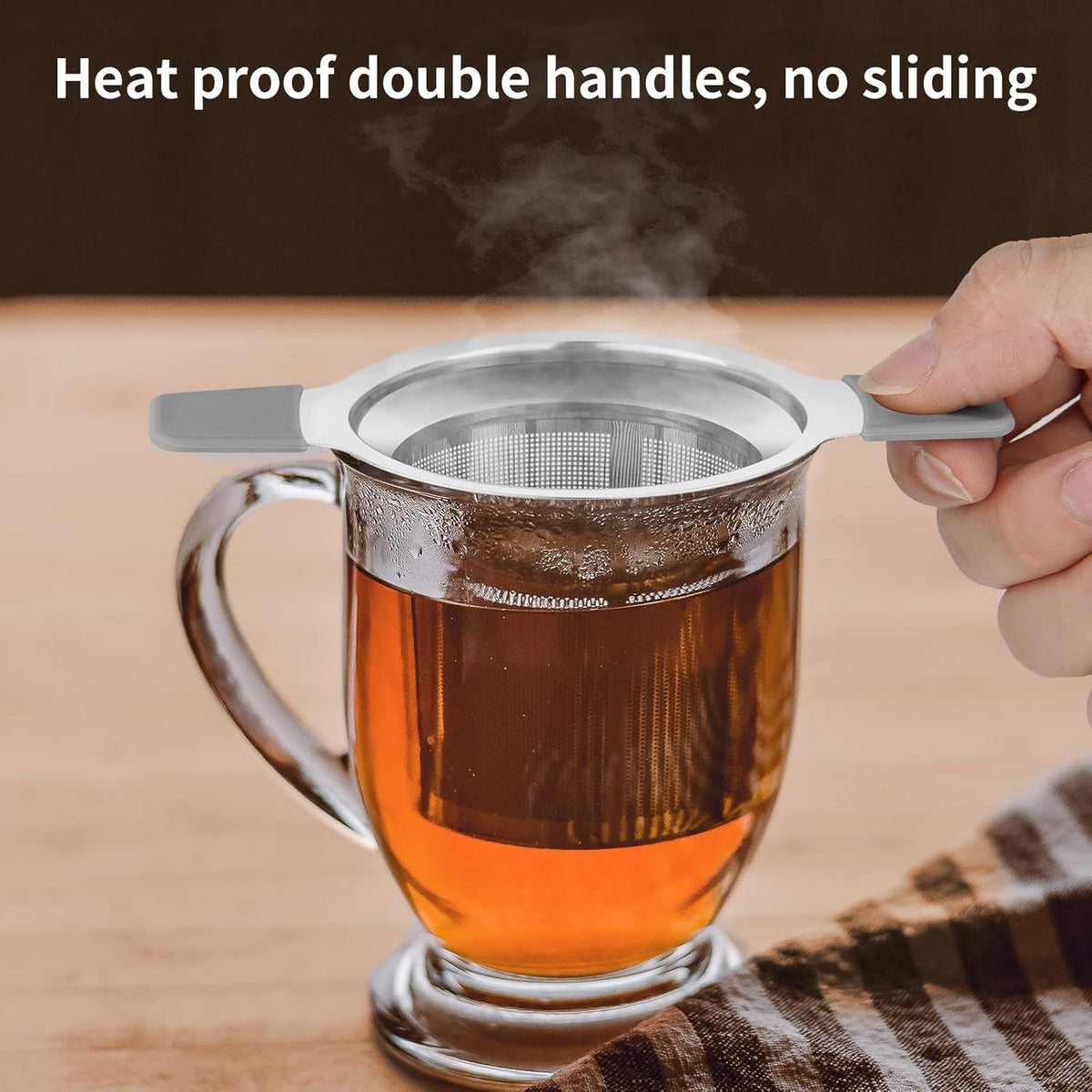 Stainless Steel Extra Fine Mesh Tea Infuser Strainer with Double Handles O1750