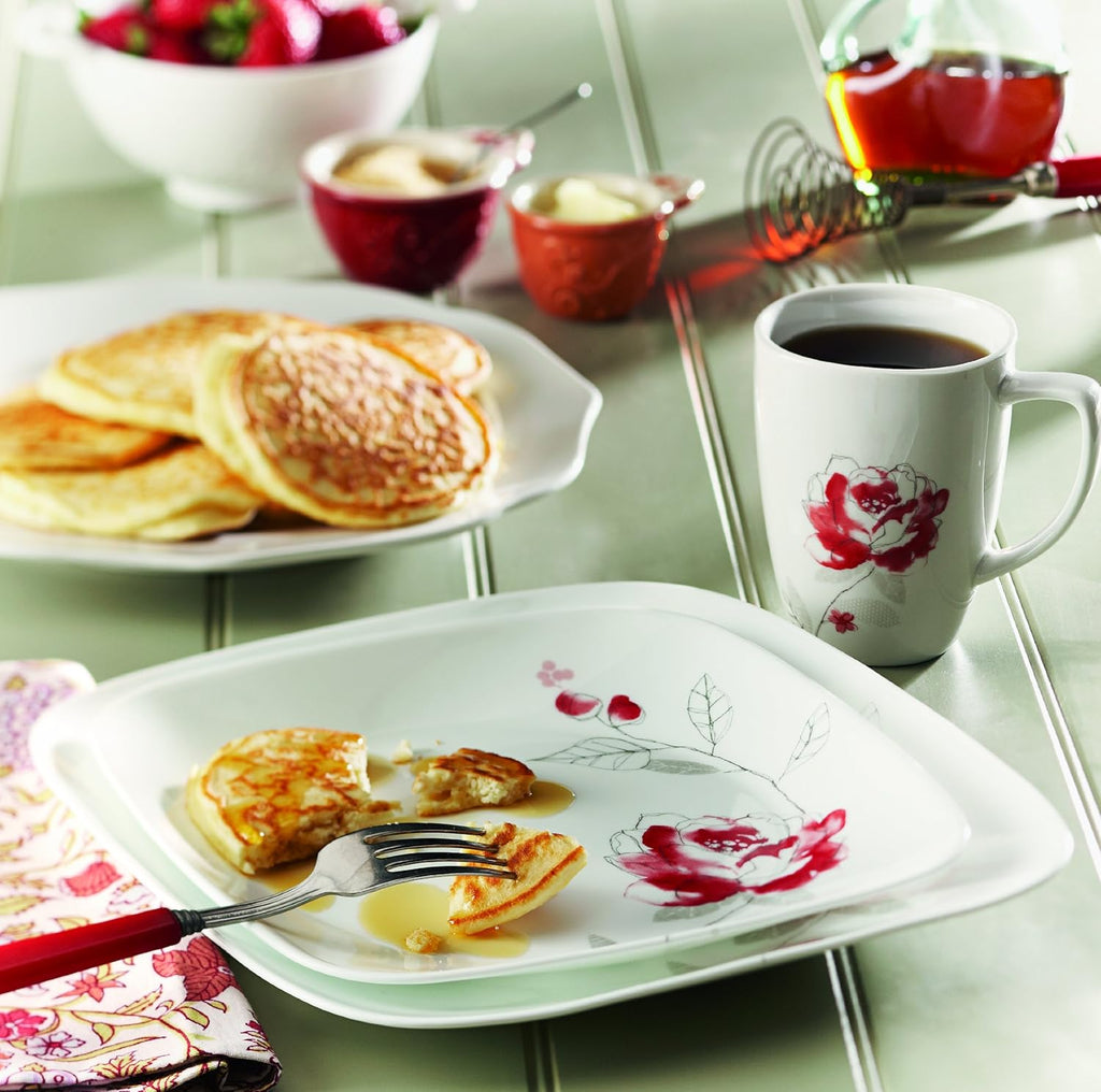 16-Piece Square Blushing Rose Dinnerware Set Y695