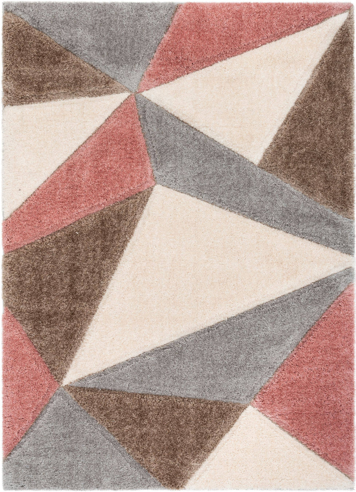 Shag Grey Blush 3D Textured Thick Soft Rug W234779