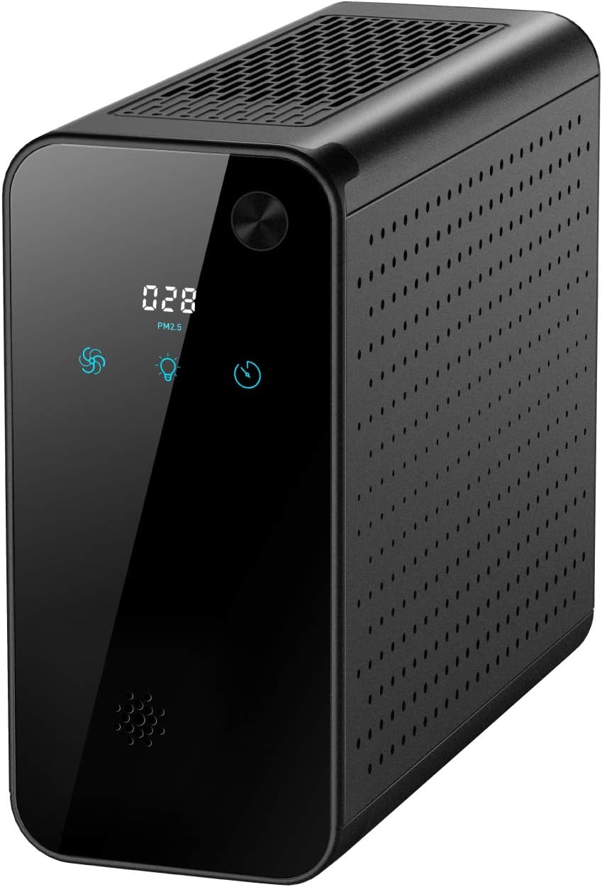HEPA Air Purifier with UVC Light H13 True HEPA Filter PM2.5 Monitor, 140 CADR Coverage Up to 322 sq ft, Black M74808