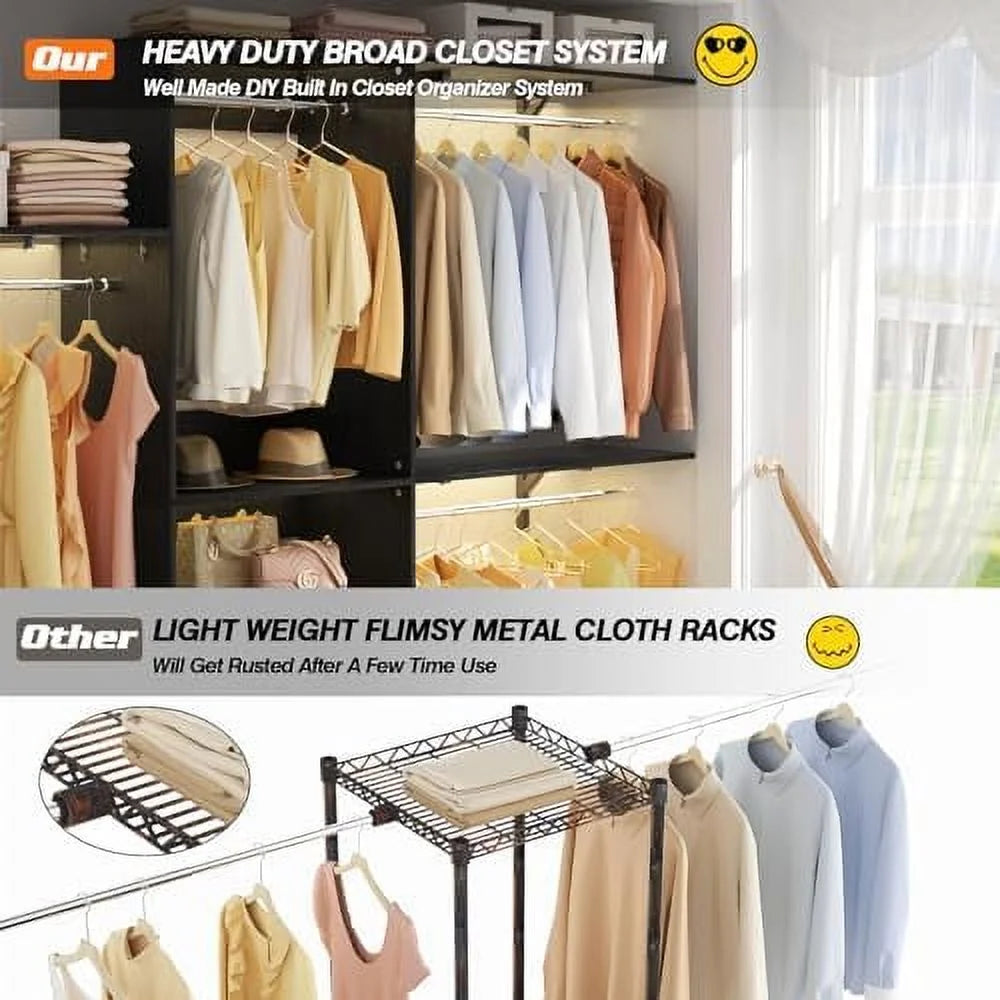 96'' 8FT Walk In Closet Organizer with 3 Shelving Towers Z787
