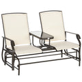 Gray Outdoor Glider Bench with Center Table G9767