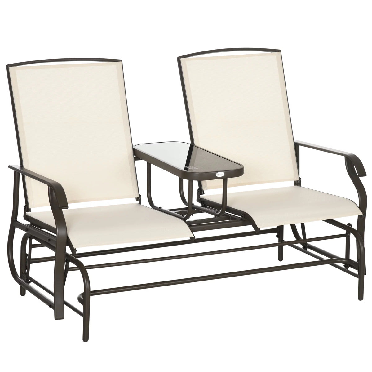 Gray Outdoor Glider Bench with Center Table G9767