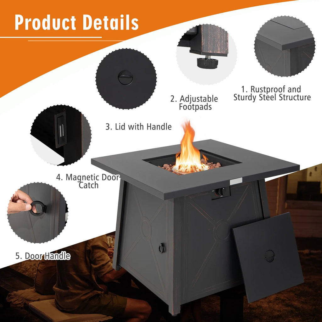 5-Piece PE Wicker Patio Furniture Set with Fire Pit Table G342049