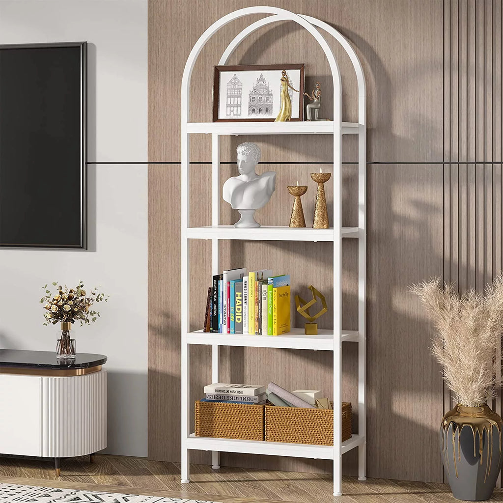70.8 inches 4 Shelves White Wood Bookshelf E8520
