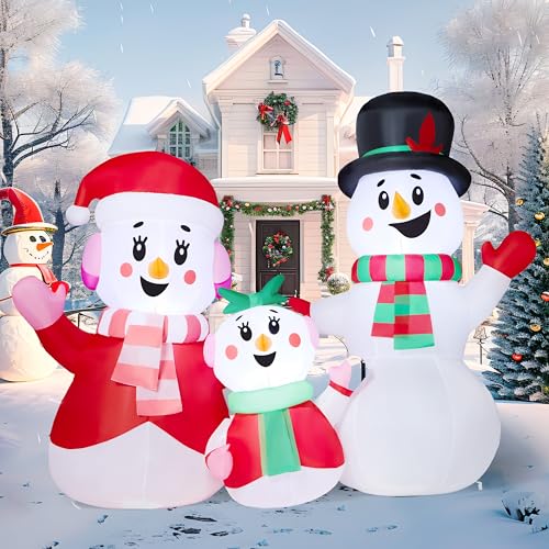 4 FT Christmas Inflatables Snowman Family with Build-in LEDs N120