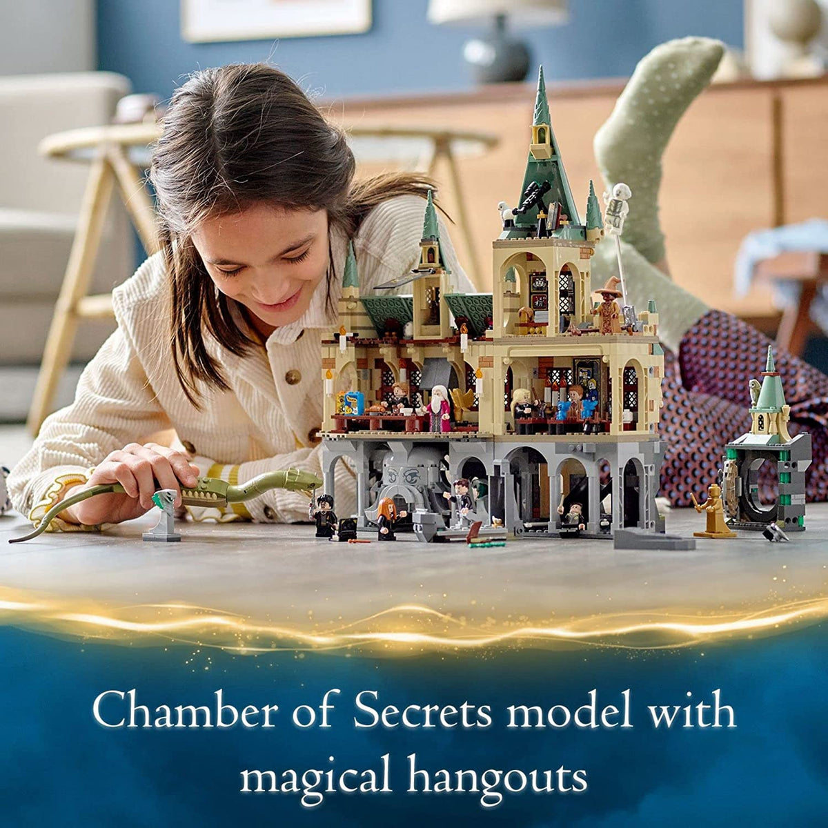 LEGO Harry Potter Hogwarts Chamber of Secrets 76389 Castle Toy with The Great Hall, 20th Anniversary Model Set with Collectible Golden Voldemort Minifigure and Glow-in-the-Dark Nearly Headless Nick R29810