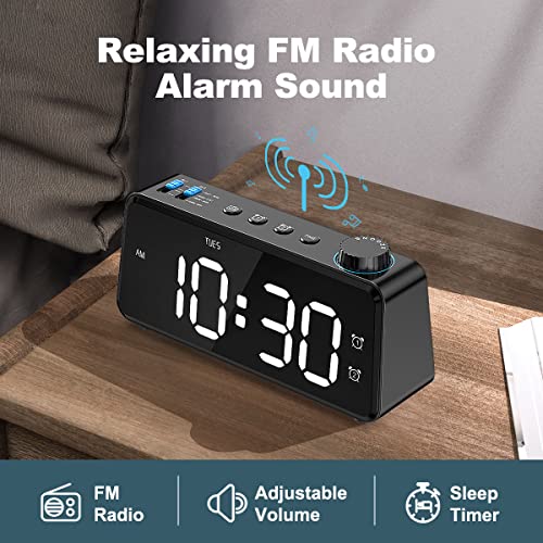 6.5'' Large Display Digital FM Radio Alarm Clock with USB Charging Port F2281