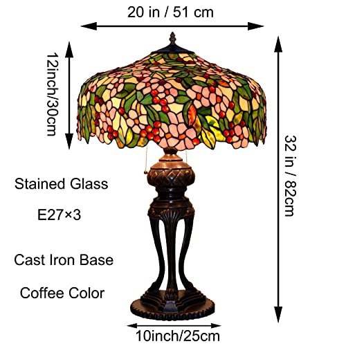 Peach Stained Glass 3-Light Table Lamp S640