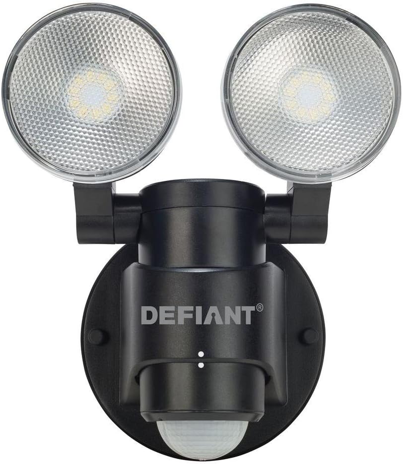 Black 180-Degree 2-Head Outdoor Motion Activated Flood Light J376882