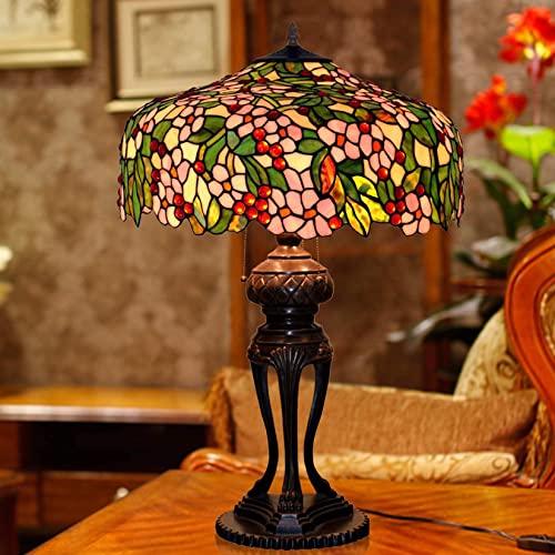 Peach Stained Glass 3-Light Table Lamp S640