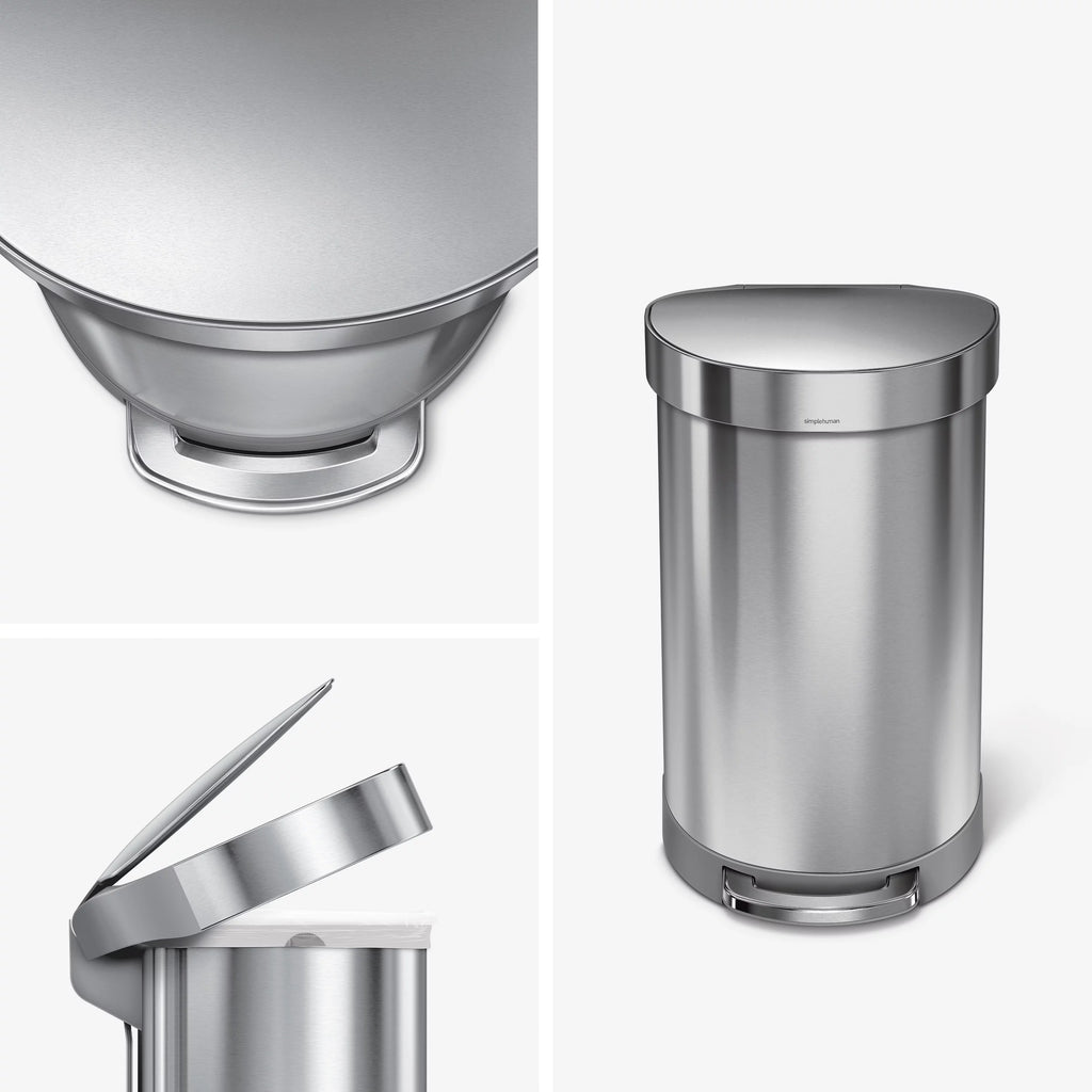 45 Liter Stainless Steel Semi-Round Step Trash Can with Soft-Close Lid Z302113