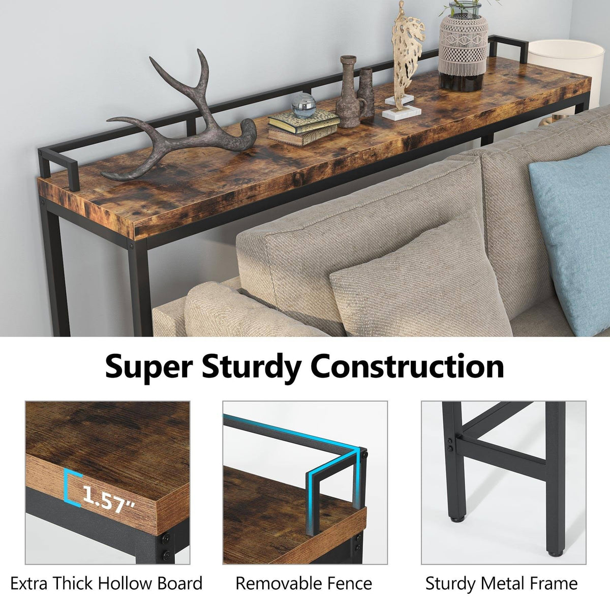 Brown Narrow Console Table T462