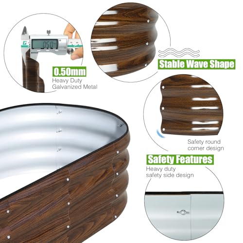 Galvanized Raised Garden Bed, 2 Pcs 4x2x1ft Oval Metal Planter Box D12149