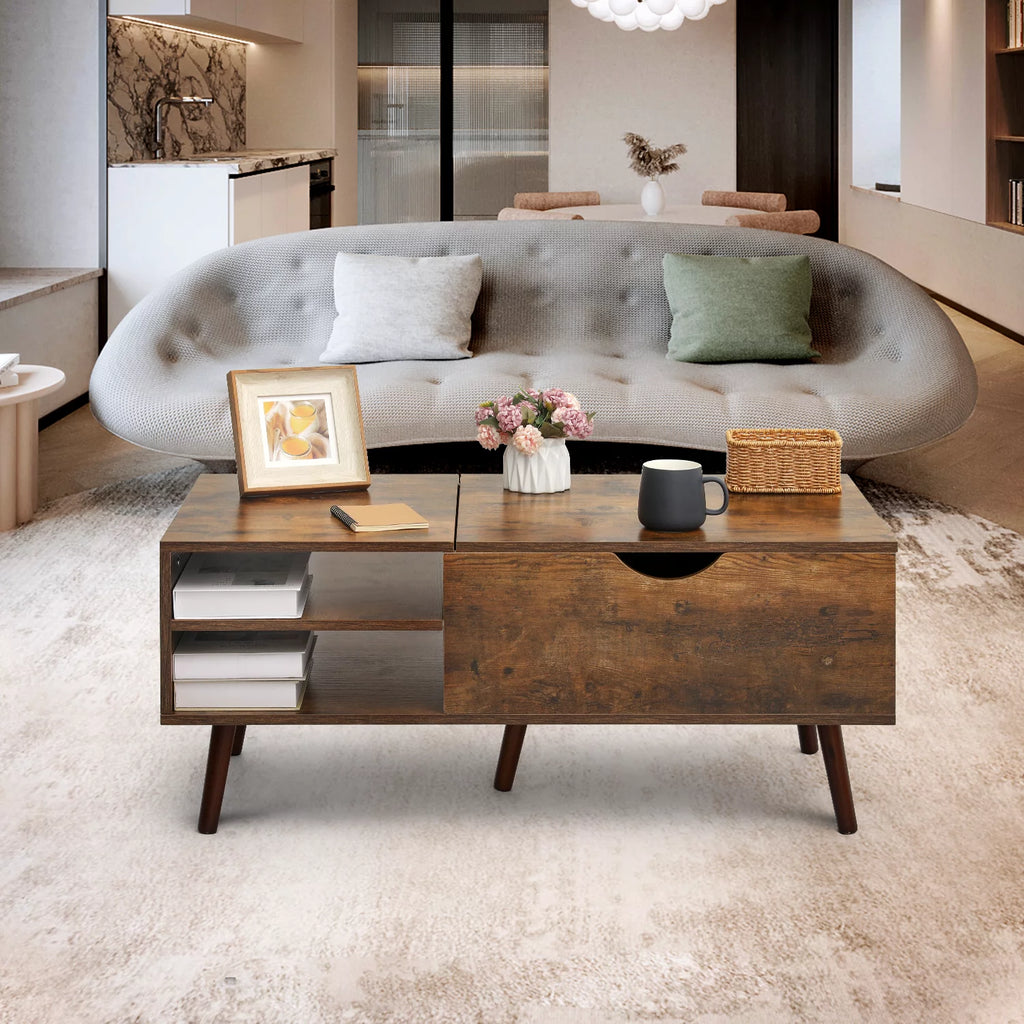 Wood Lift Top Coffee Table with Hidden Storage B635478