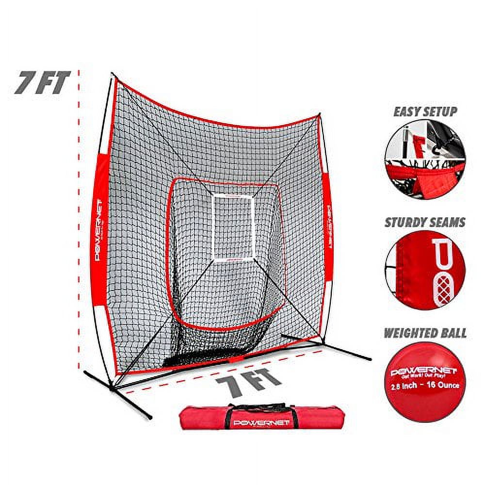 7x7 Baseball Softball Hitting Net with Weighted Heavy Ball and Carry Bag A22998