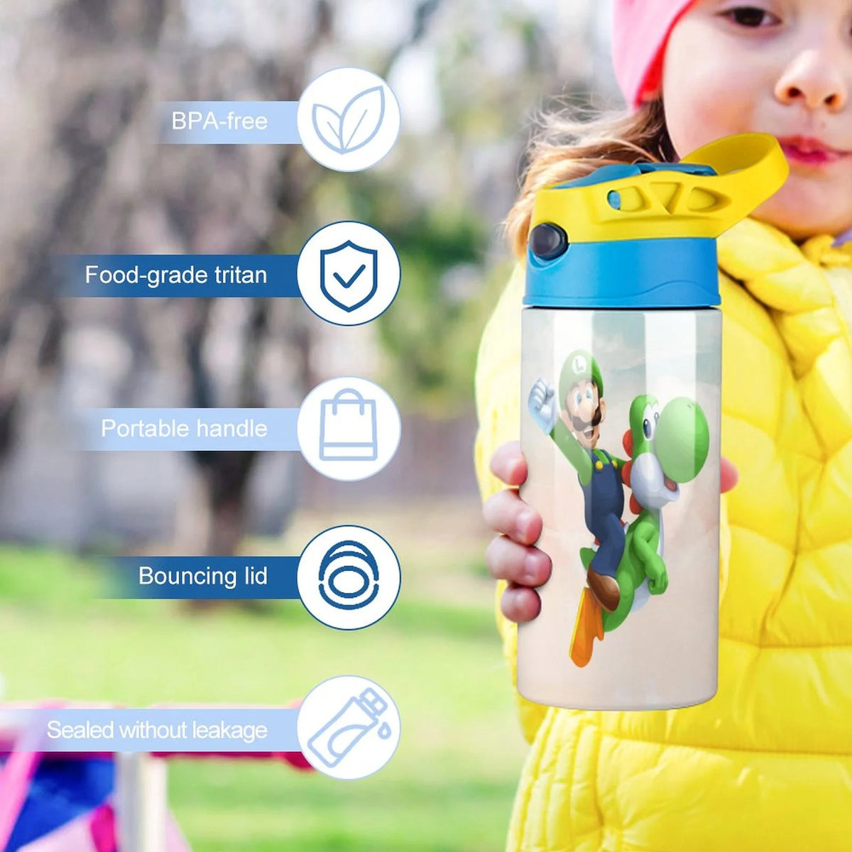 Insulated Water Bottle with Straw Stainless Steel Cup H85272
