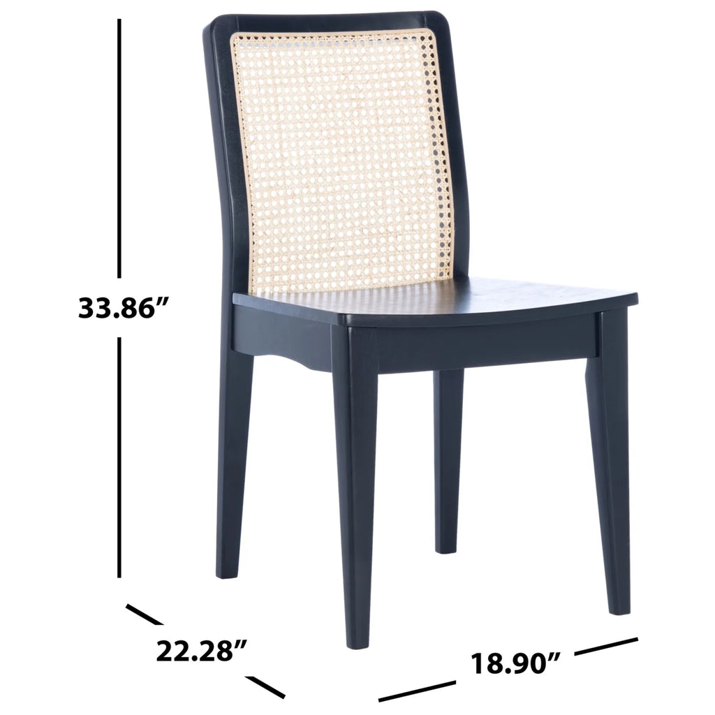 Rattan Dining Chair, Black/Natural, Set of 2 L54640