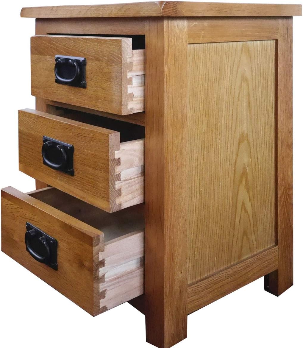Oak Nightstand with Drawer, 3 Drawers Cabinet Board Nightstands I145172