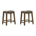 24x22 Counter Height Wooden Saddle Seat Barstool, Gray Brown (2 Pack) X9498