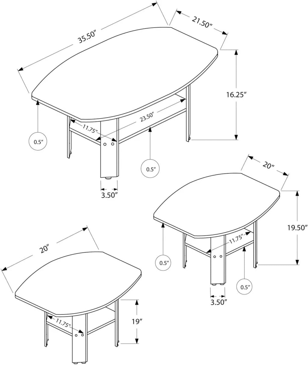 Grey Laminate 3Pcs Coffee End Side Table A889080