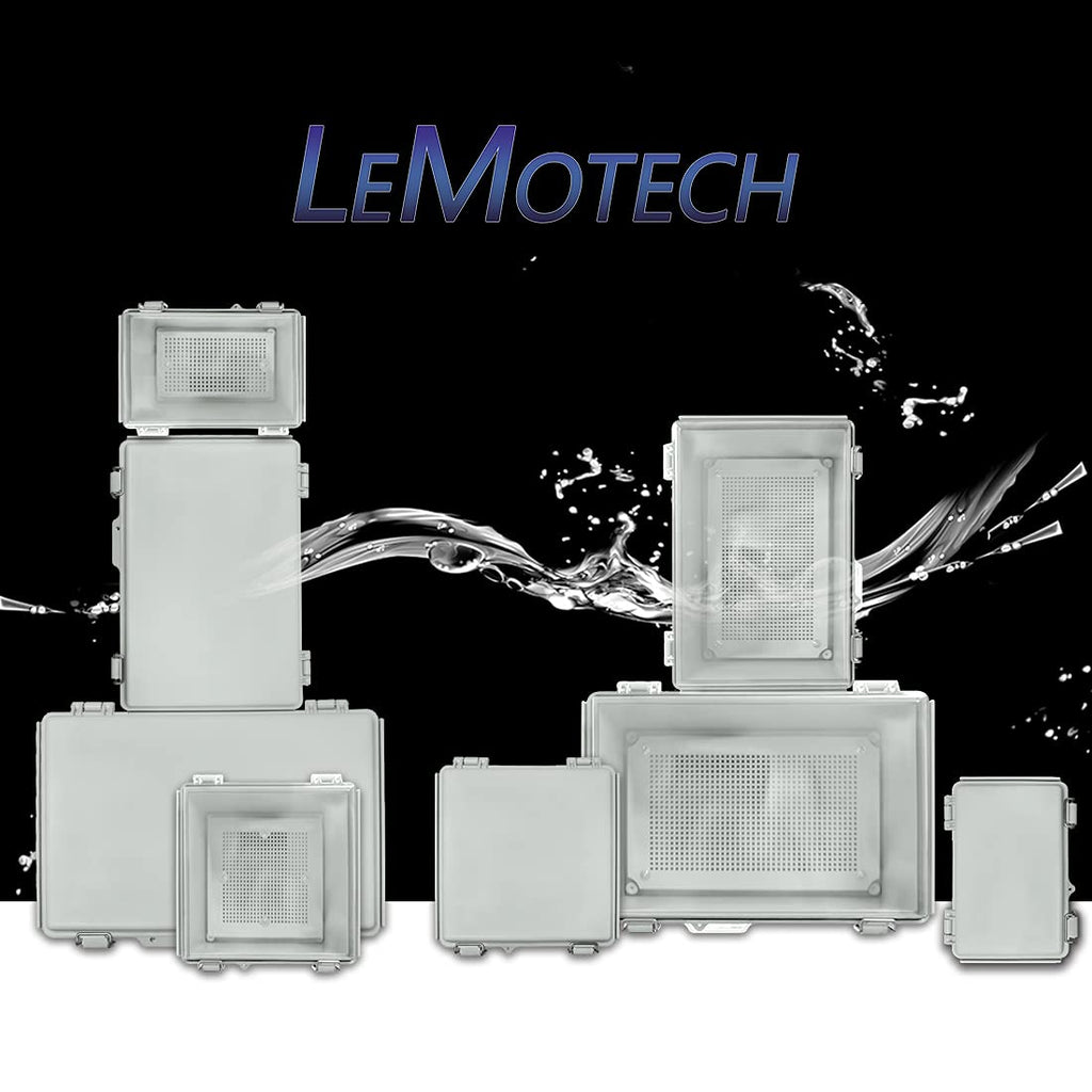 ABS Junction Box Hinged Cover Stainless Steel Latch IP67 Waterproof Plastic Universal Enclosure 8.7x6.7x4.3 inch O42320