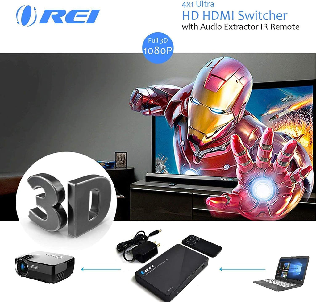 4 X 1 Ultra HD HDMI Switcher with Audio Extractor IR Remote U569