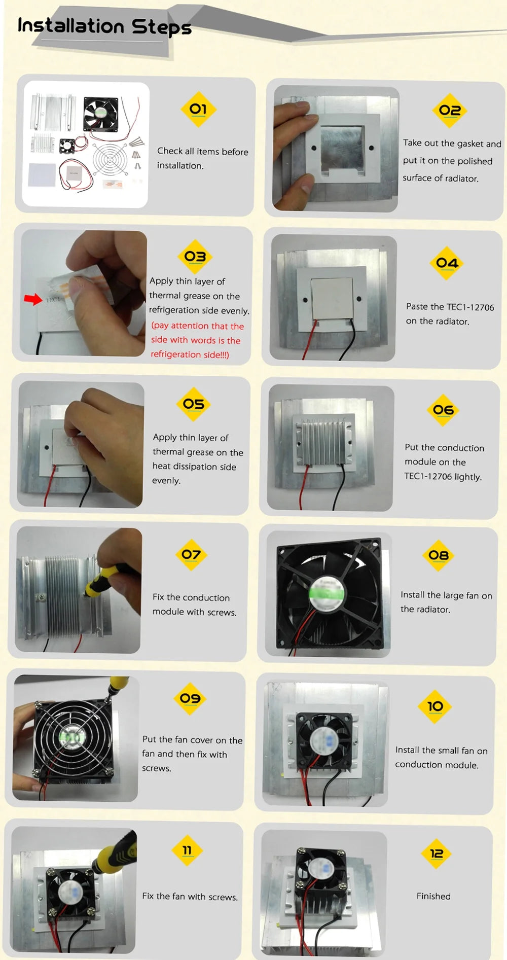 DIY Peltier Cooler Conduction Kit with Fan P75082