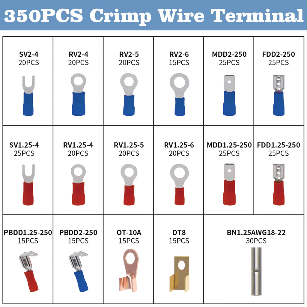 678Pcs Electrical Connector Kit Crimp Terminal Heat Shrink Tube Wire Connectors T575
