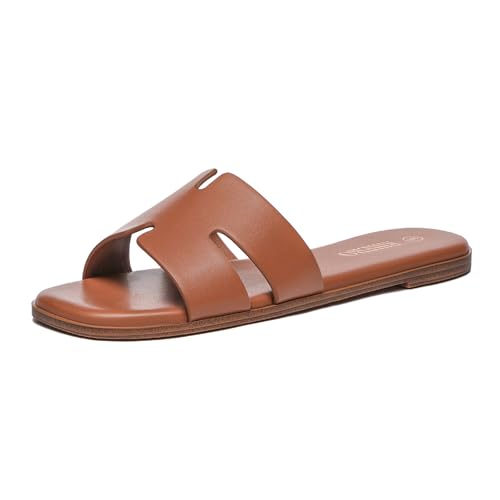 Women's Leather Slip On Flat Sandals W49494