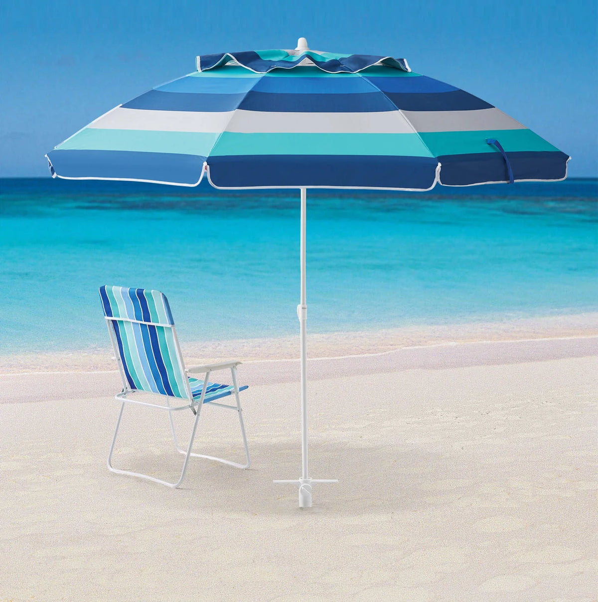 6 Feet Blue Stripe Beach Umbrella Q2065