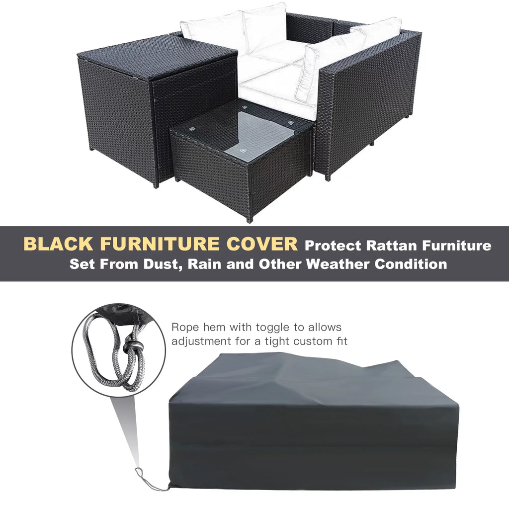 5-Piece PE Wicker Patio Furniture Set with Fire Pit Table G342049