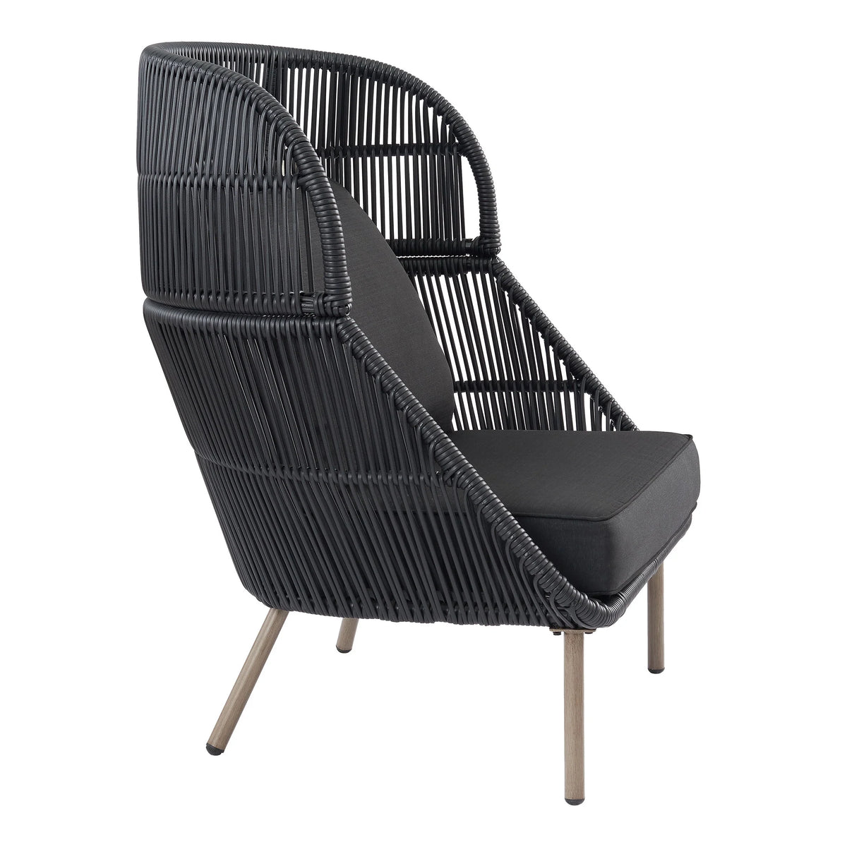 Black Wicker Outdoor Accent Chair with Cushions B581398