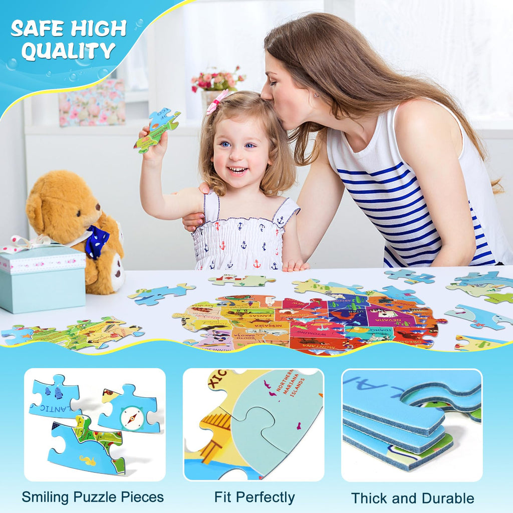 70 Pieces USA Map Floor Jigsaw Puzzle U365502