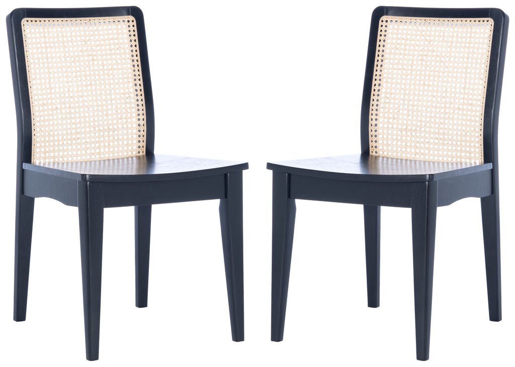 Rattan Dining Chair, Black/Natural, Set of 2 L54640