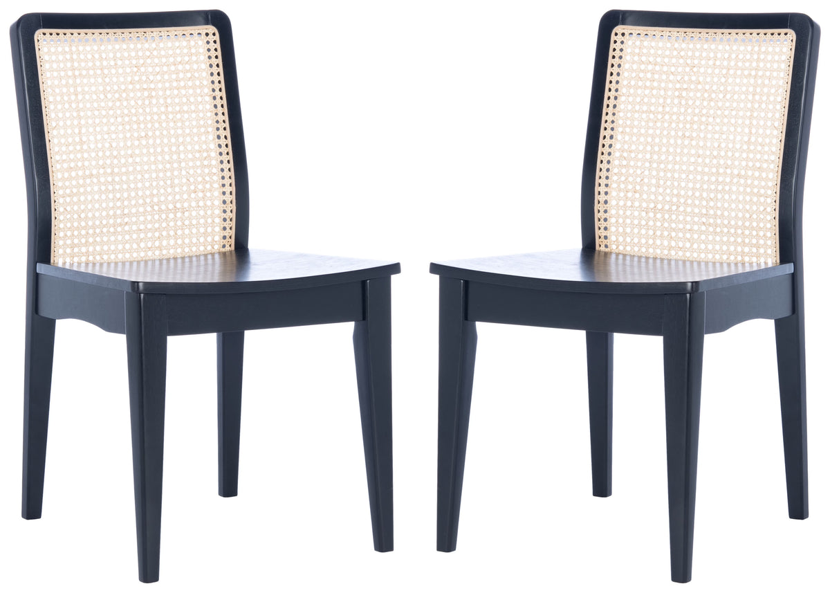 Rattan Dining Chair, Black/Natural, Set of 2 L54640