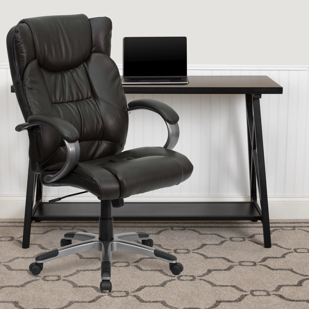 High Back Espresso Brown Executive Swivel Office Chair with Loop Arms F65425