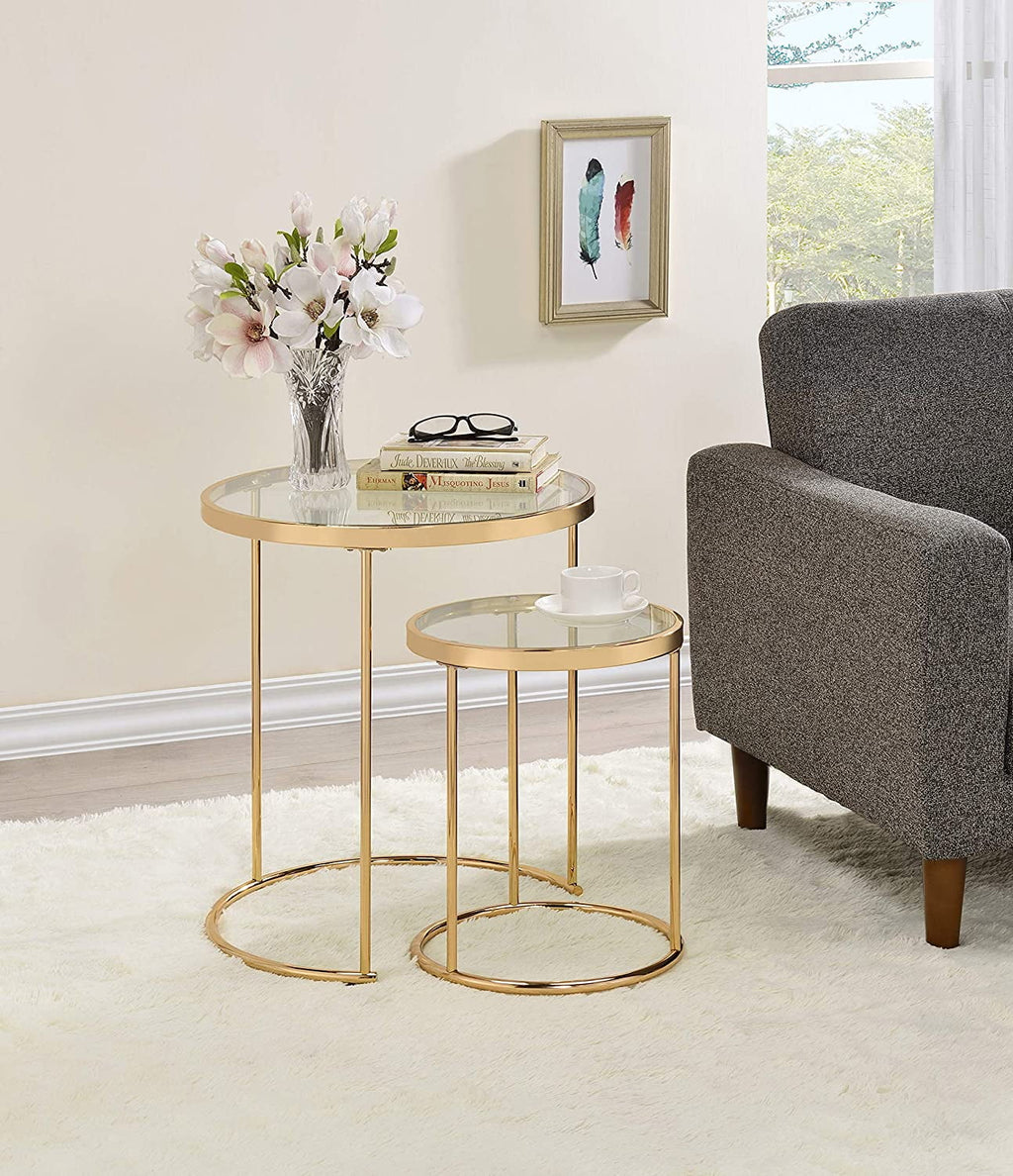 Round Glass Top Nesting Tables X6962