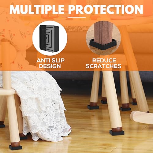 8 Pcs Non Slip Rubber Furniture Coasters Black O325892