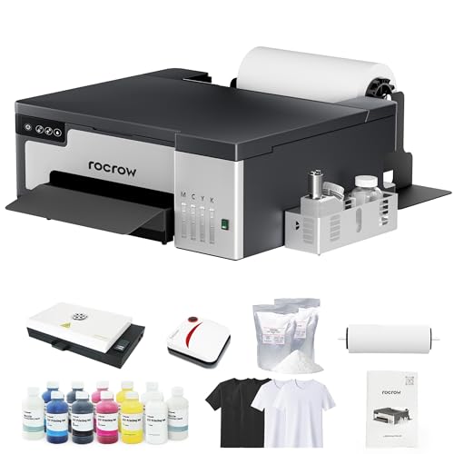 DTF Printer with White Ink Mixing and Roll Feeder, Automatic Cleaning, Includes Oven, Heat Press, Ink, Film S768700