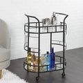 Black Metal and Glass Serving Bar Cart Z719