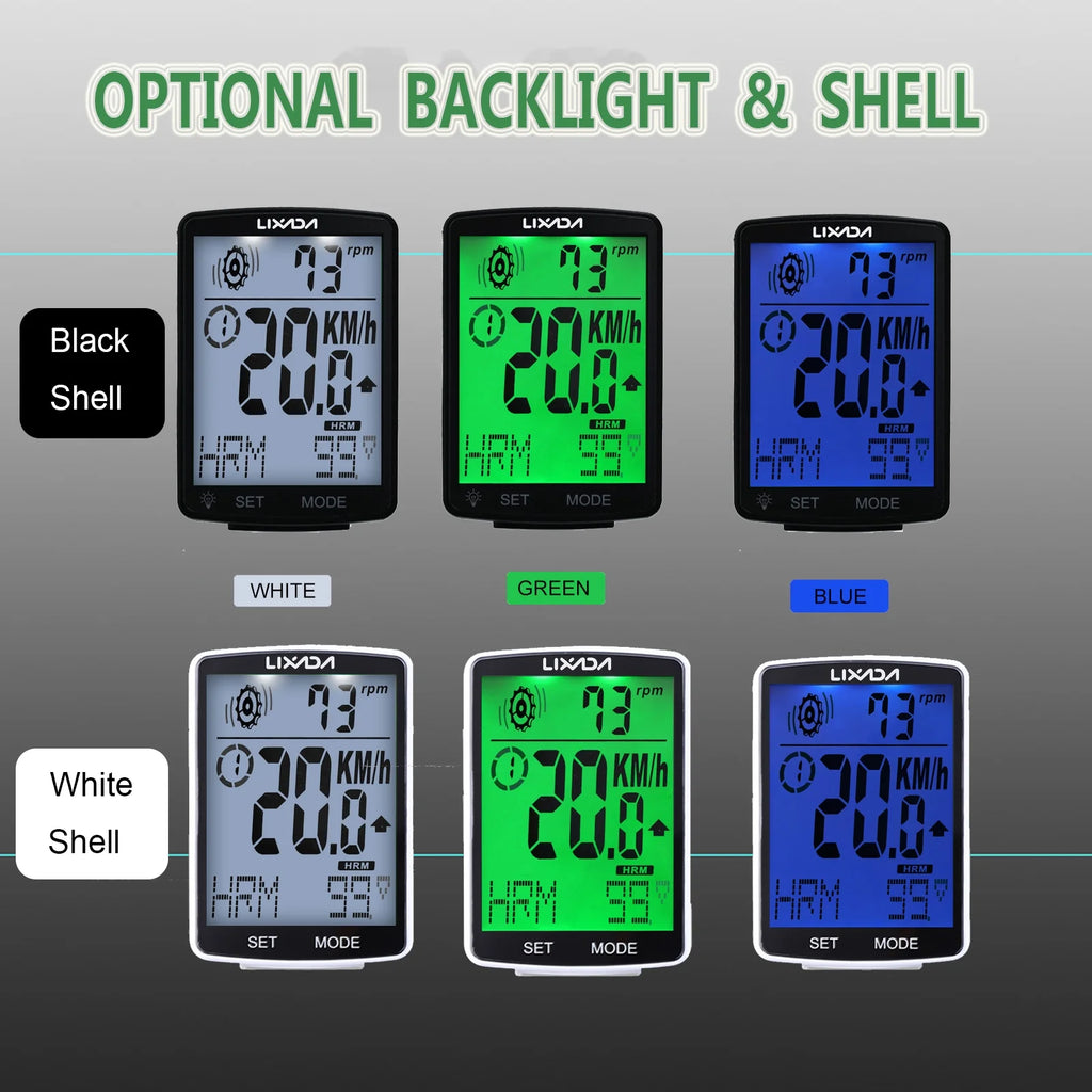 3 in 1 Wireless Bike Computer with Heart Rate Sensor Speedometer Odometer X397644