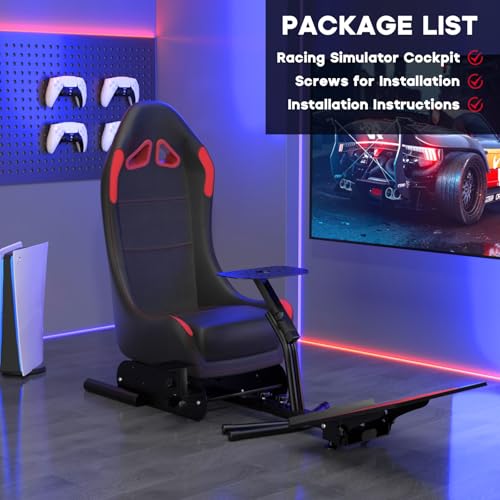 Racing Simulator Cockpit Steering Wheel Stand with Seat Gaming Chair D487