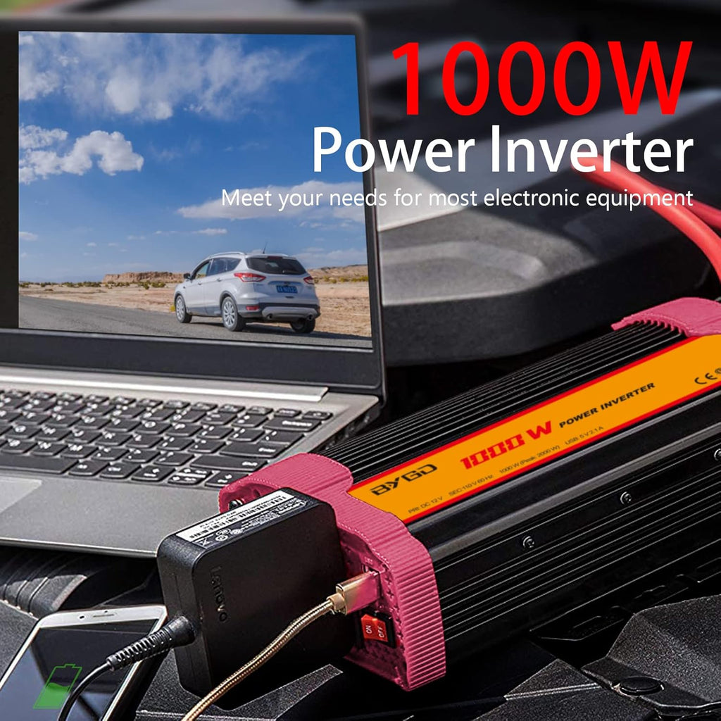 1000W Car Power Inverter DC 12V to 110V AC with 2 USB Ports A861027