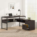 Cherry L-Shaped Computer Desk with Bookshelf and File Cabinet A944